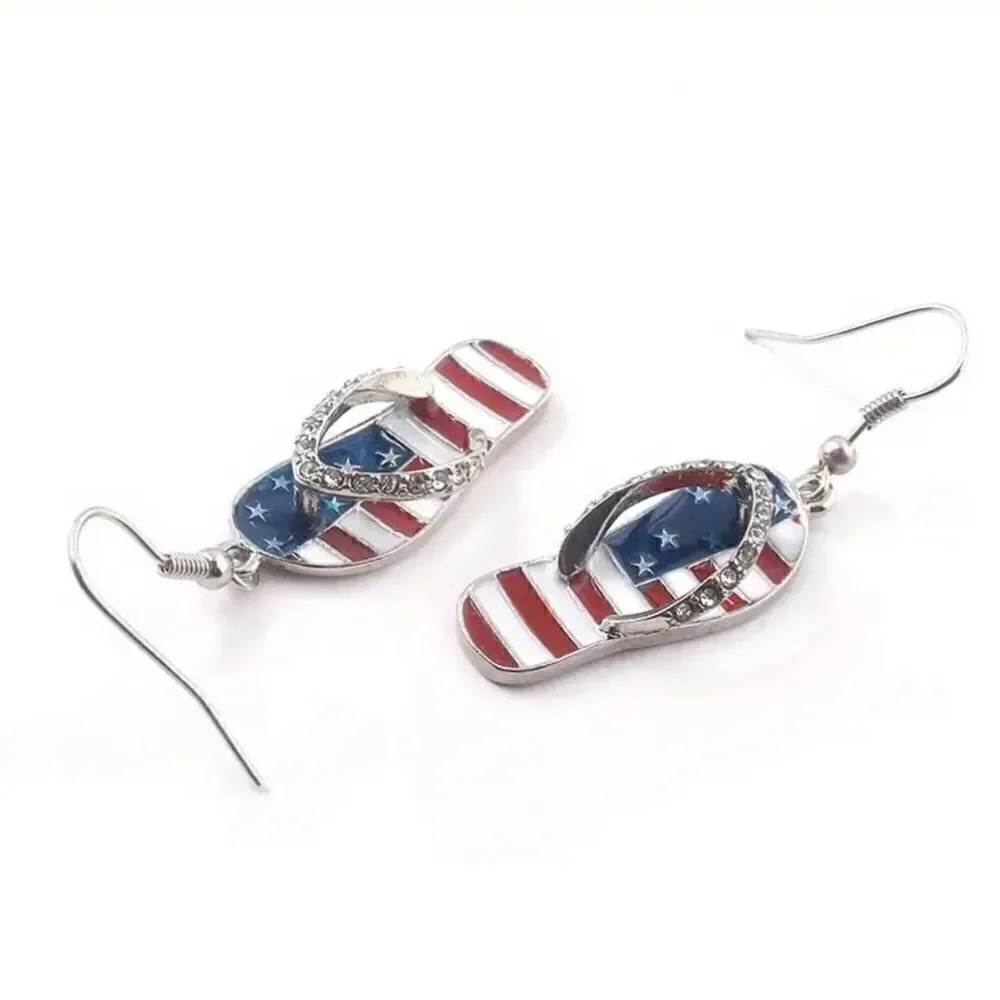 Dazzling 4th of July Slipper Earrings - Sparkling & Long-Lasting Metal Earrings